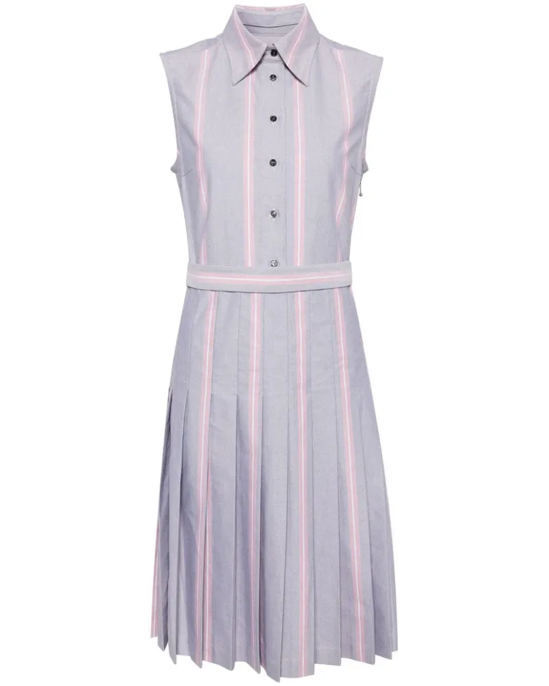 Thom Browne Gestreiftes Kleid mit Gürtel - Grau Grau