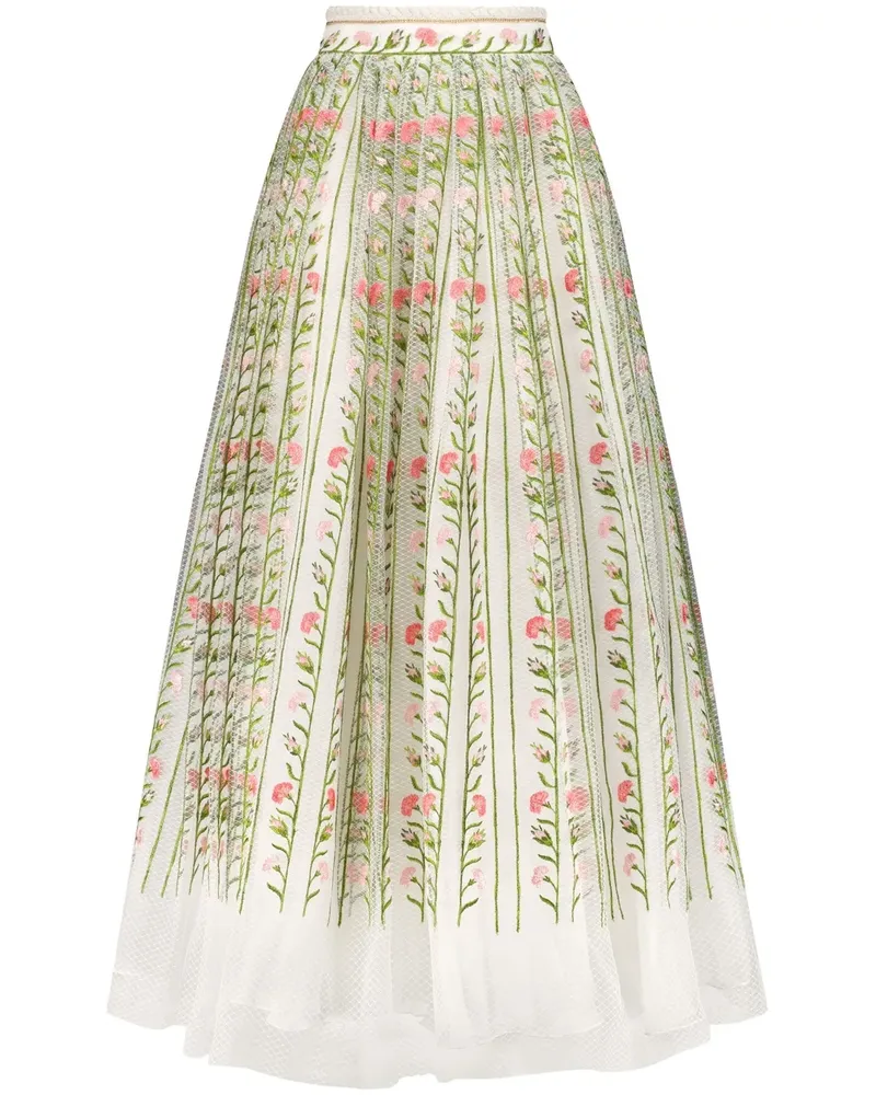 Giambattista Valli Rock mit aufgestickten Blumen - Grün Grün