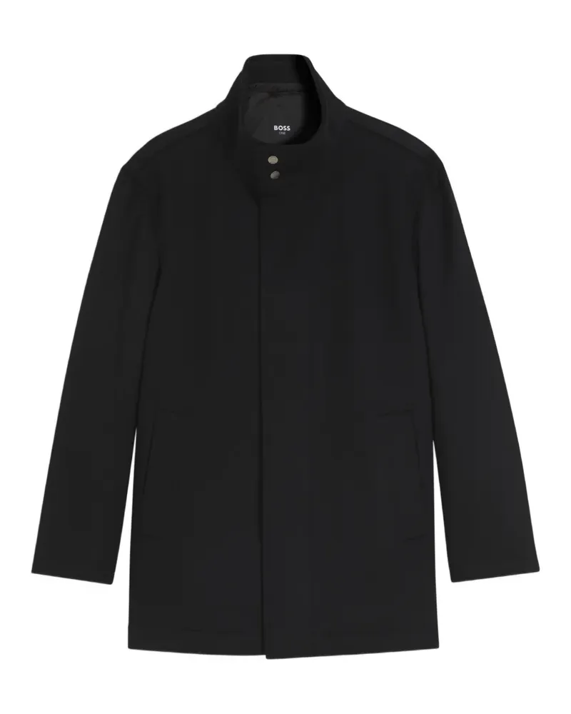 HUGO BOSS Klassischer Mantel aus italienischem Stoff mit Stehkragen - Schwarz Schwarz