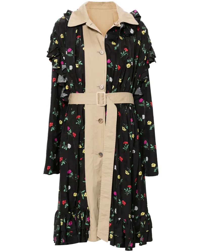 Balenciaga Trenchcoat mit Blumenmuster - Schwarz Schwarz