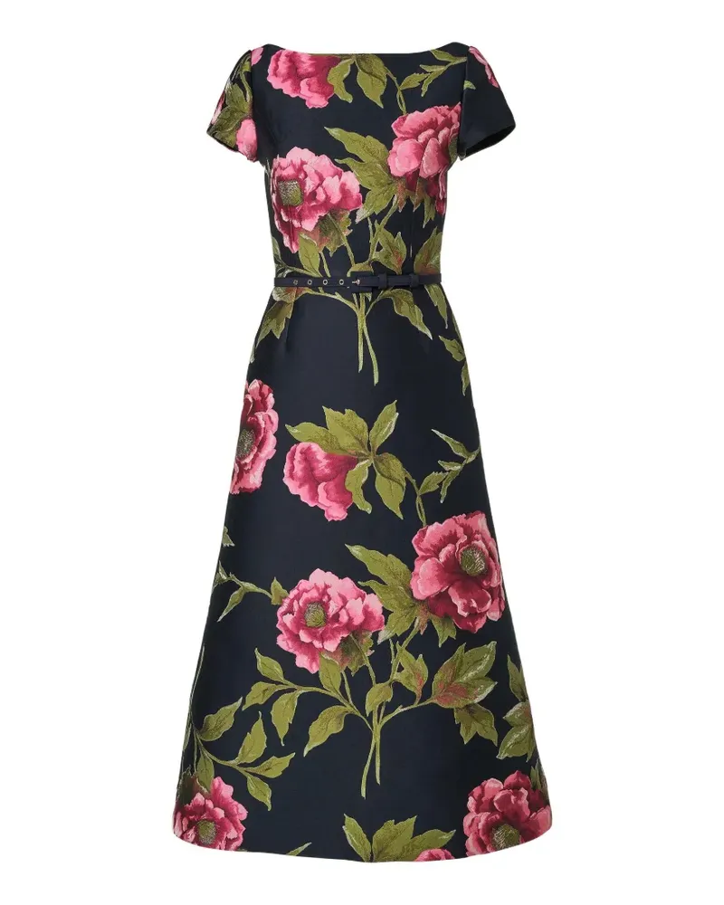 Carolina Herrera New York foral-pattern midi dress - Blau Blau