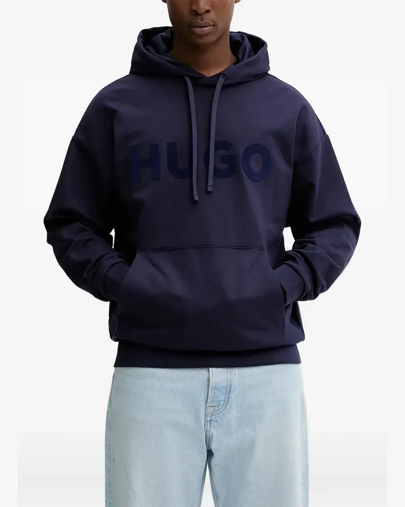 HUGO BOSS reflective logo-print hoodie - Blau Blau