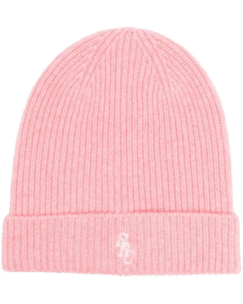 SPORTY & RICH Beanie mit Logo - Rosa Rosa