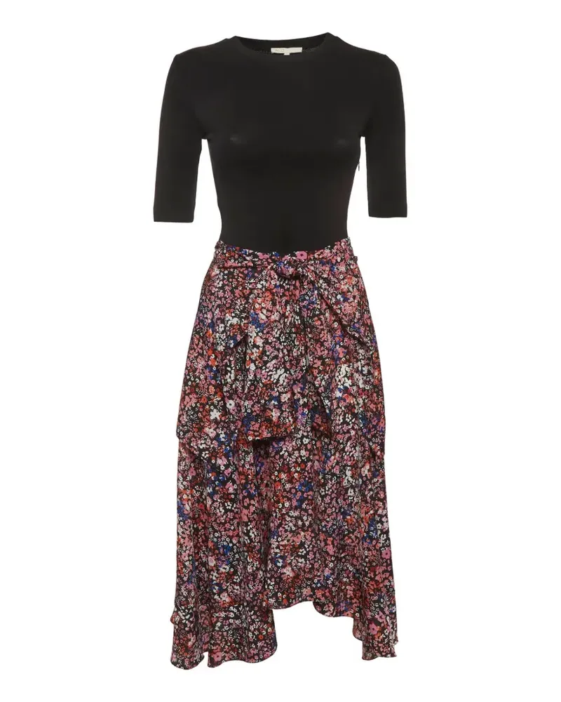 Maje floral-print tiered midi dress - Schwarz Schwarz