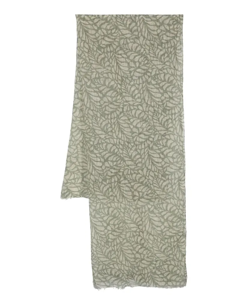 Brunello Cucinelli Leinenschal mit Blatt-Print - Nude Nude