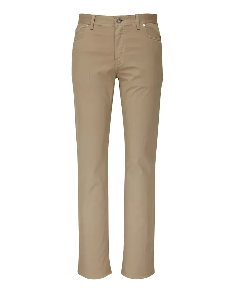 Brioni Gerade Hose mit Logo-Patch - Nude Nude