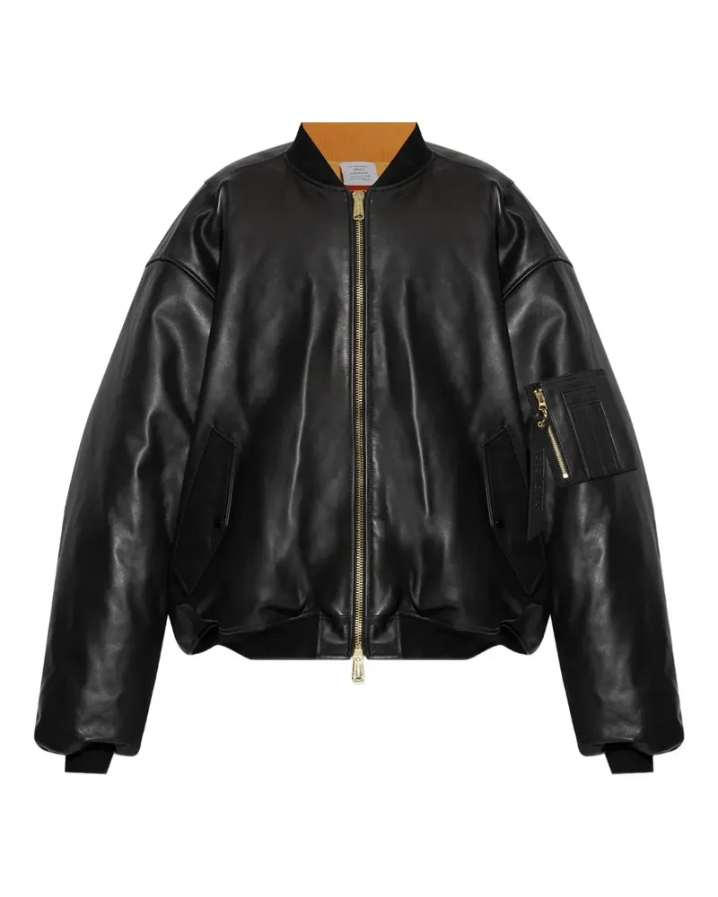 VETEMENTS Bomberjacke aus Leder - Schwarz Schwarz