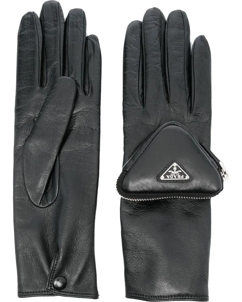 Prada Handschuhe mit Reißverschlusstasche - Schwarz Schwarz