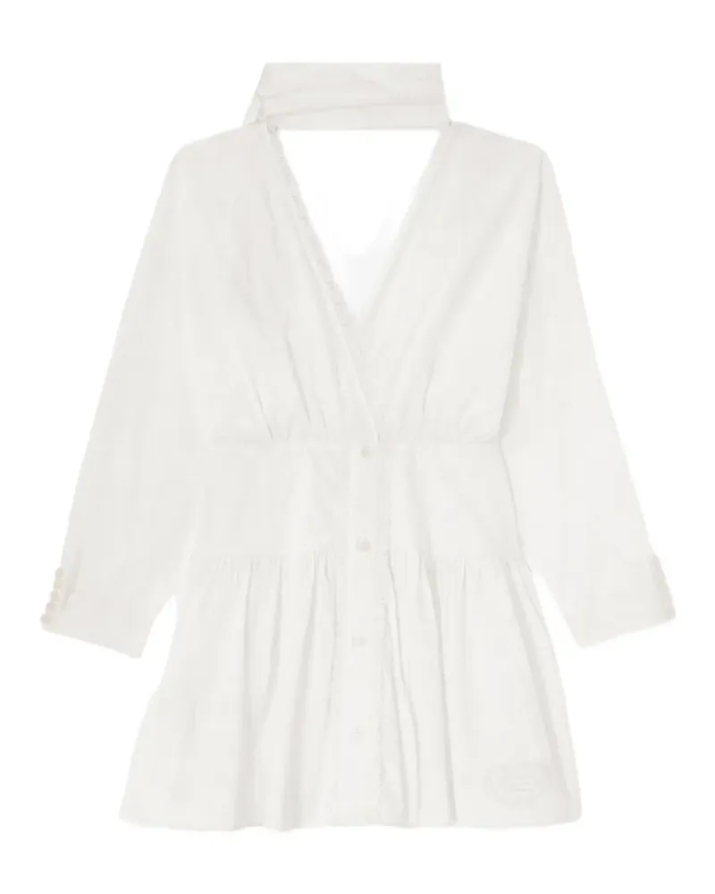 Ganni lace-trim wrap-style mini dress - Weiß Weiß