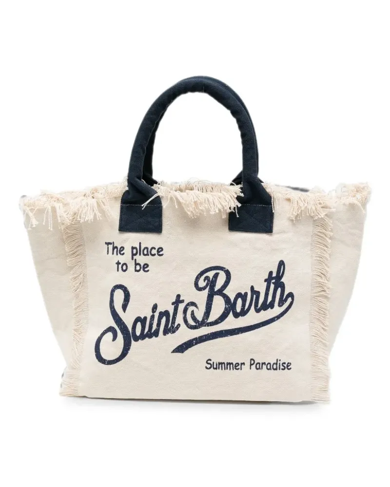 MC2 Saint Barth Vanity fringed logo-print canvas tote bag - Weiß Weiß
