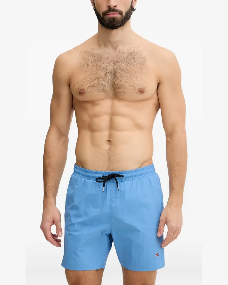 Napapijri Haldane logo-patch drawstring swim shorts - Blau Blau