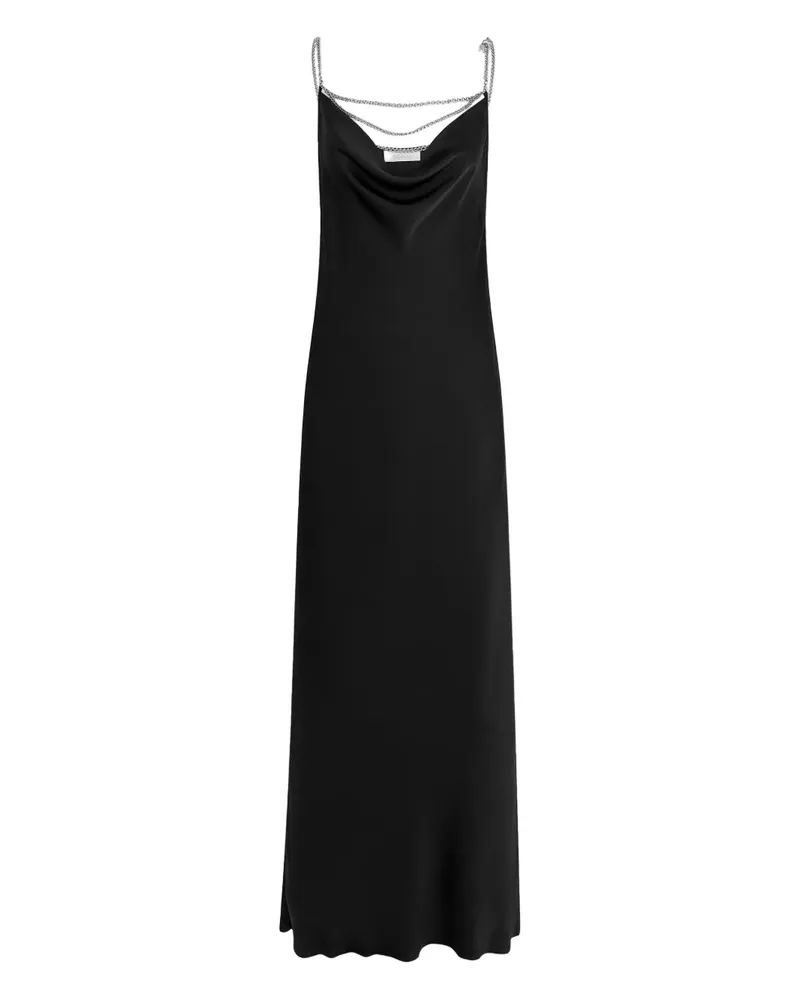 Paco Rabanne chain strap satin slip dress - Schwarz Schwarz