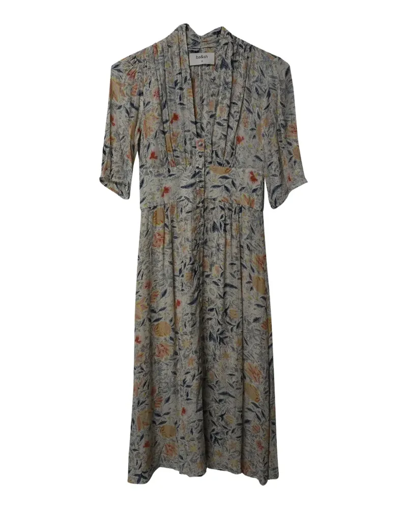ba&sh V-neck floral-print midi dress - Grau Grau