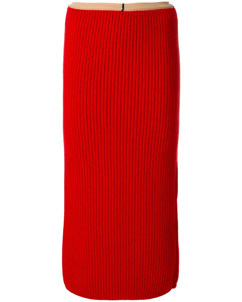 Calvin Klein Gerippter Midirock - Rot Rot