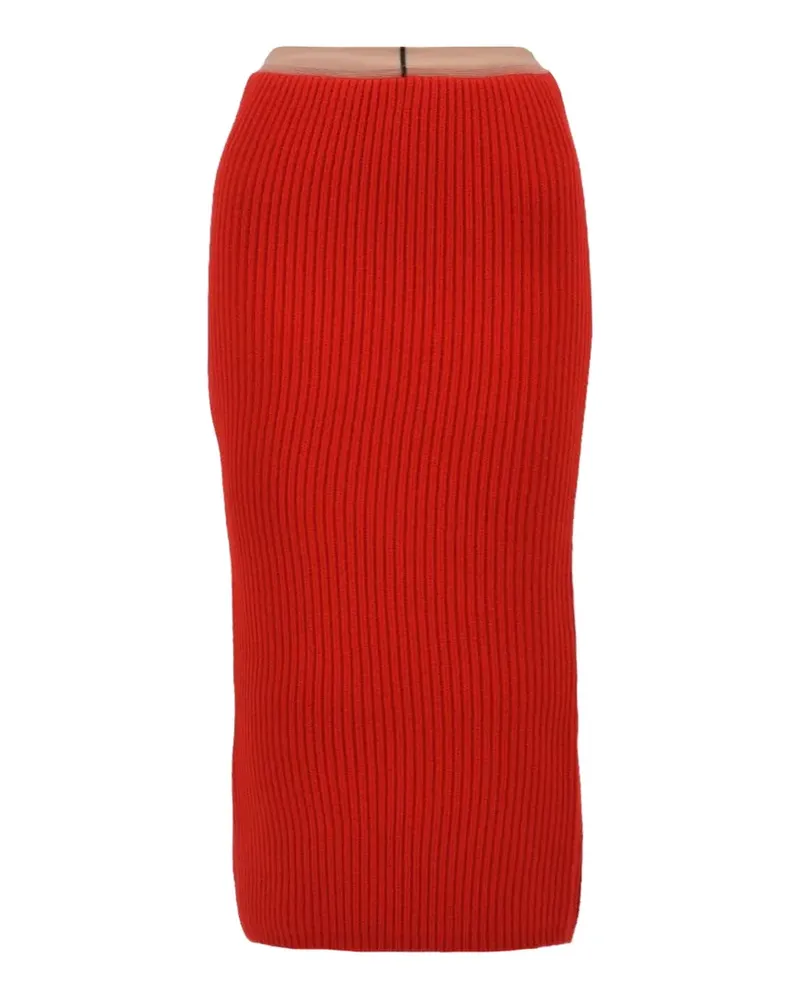 Calvin Klein Gerippter Midirock - Rot Rot