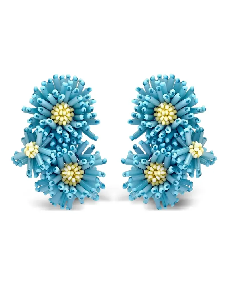 Oscar de la Renta Pompom Flower Ohrringe - Blau Blau