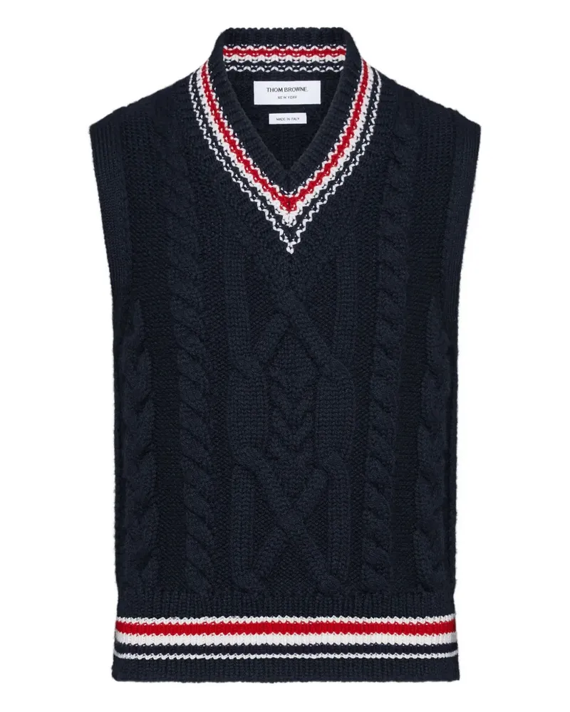 Thom Browne Pullunder mit Zopfmuster - Blau Blau