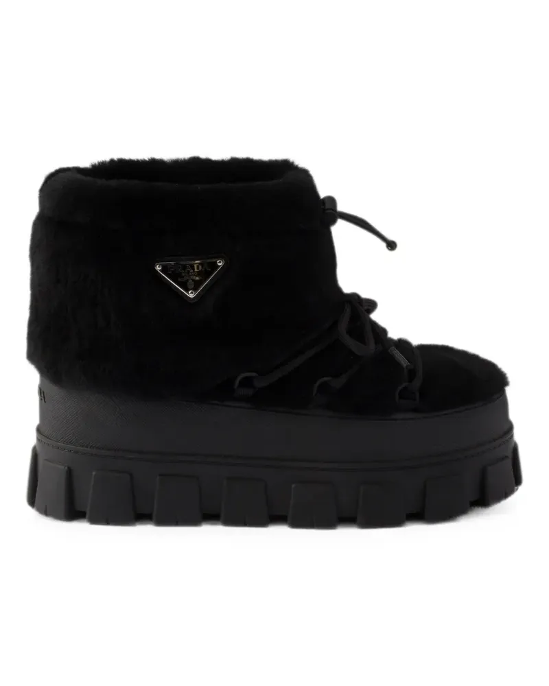 Prada Après-Ski-Stiefel aus Shearling - Schwarz Schwarz