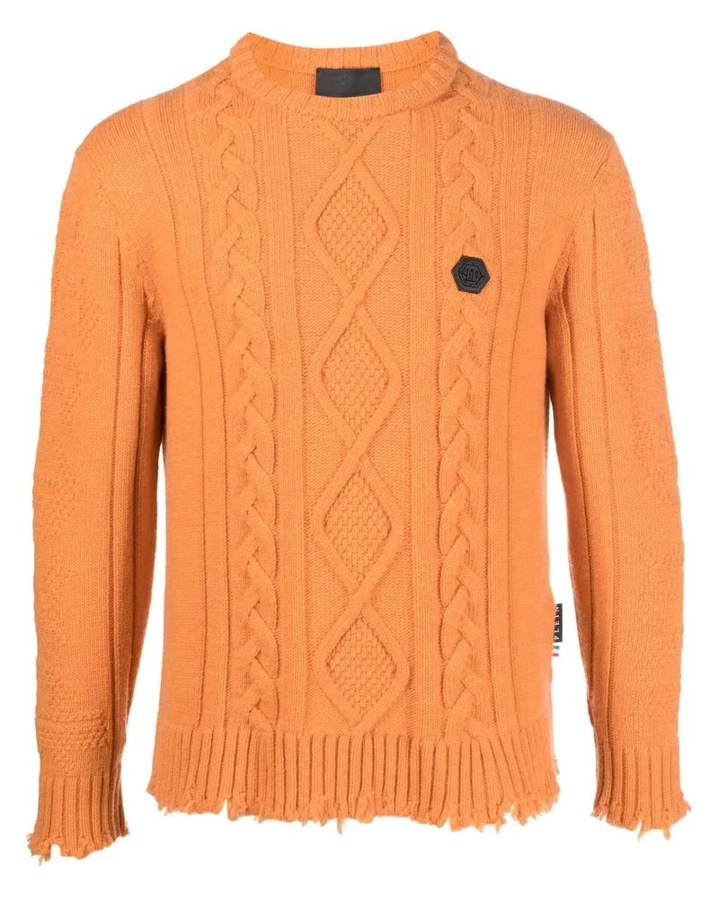 Philipp Plein Pullover im Distressed-Look Orange