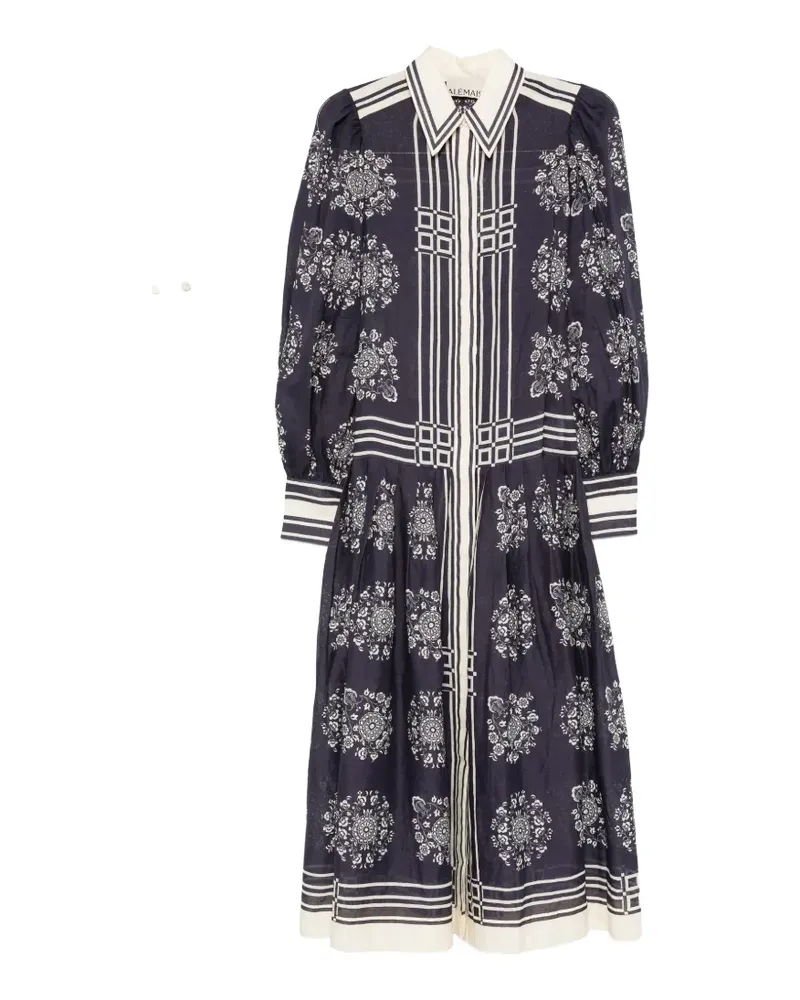 ALEMAIS Bandera Midikleid mit Blumenprint - Blau Blau