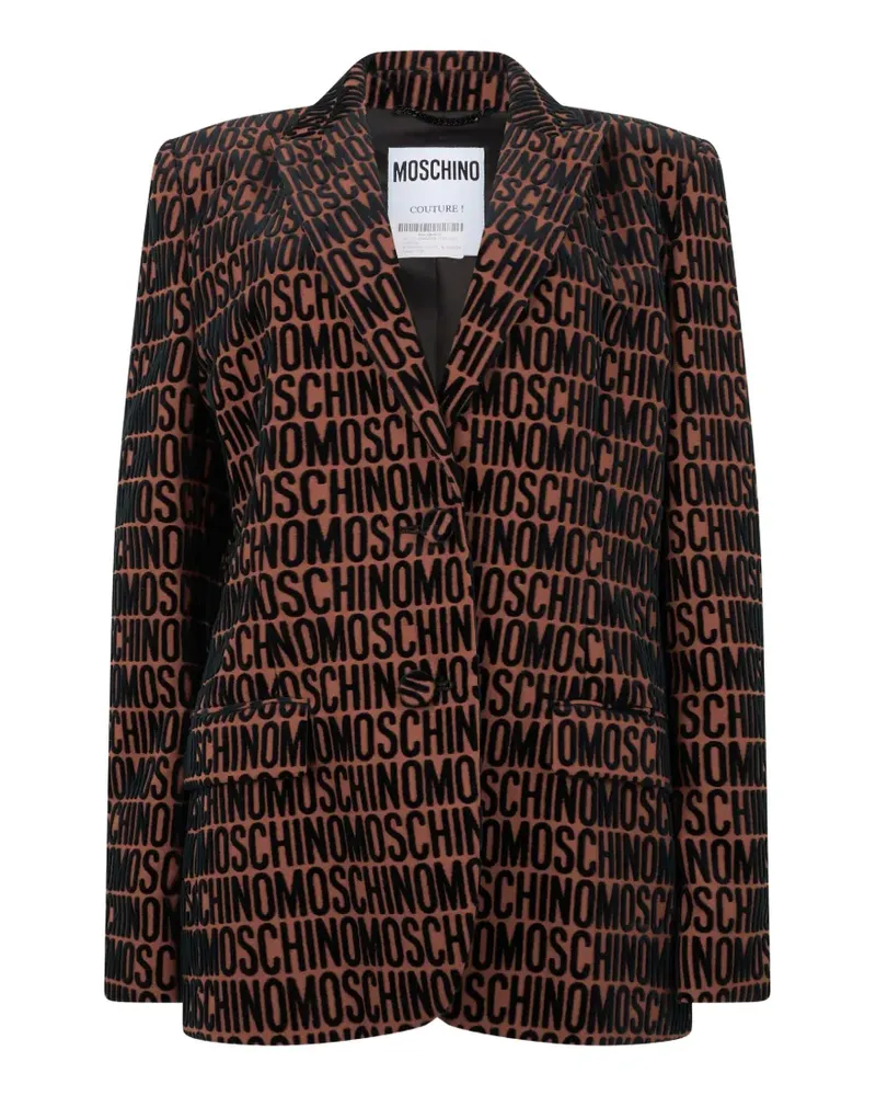 Moschino logo-pattern single-breasted blazer - Braun Braun