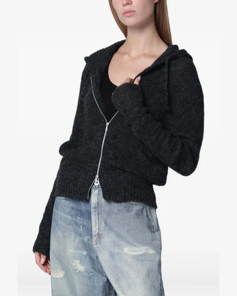 Our Legacy ribbed-knit hooded cardigan - Schwarz Schwarz