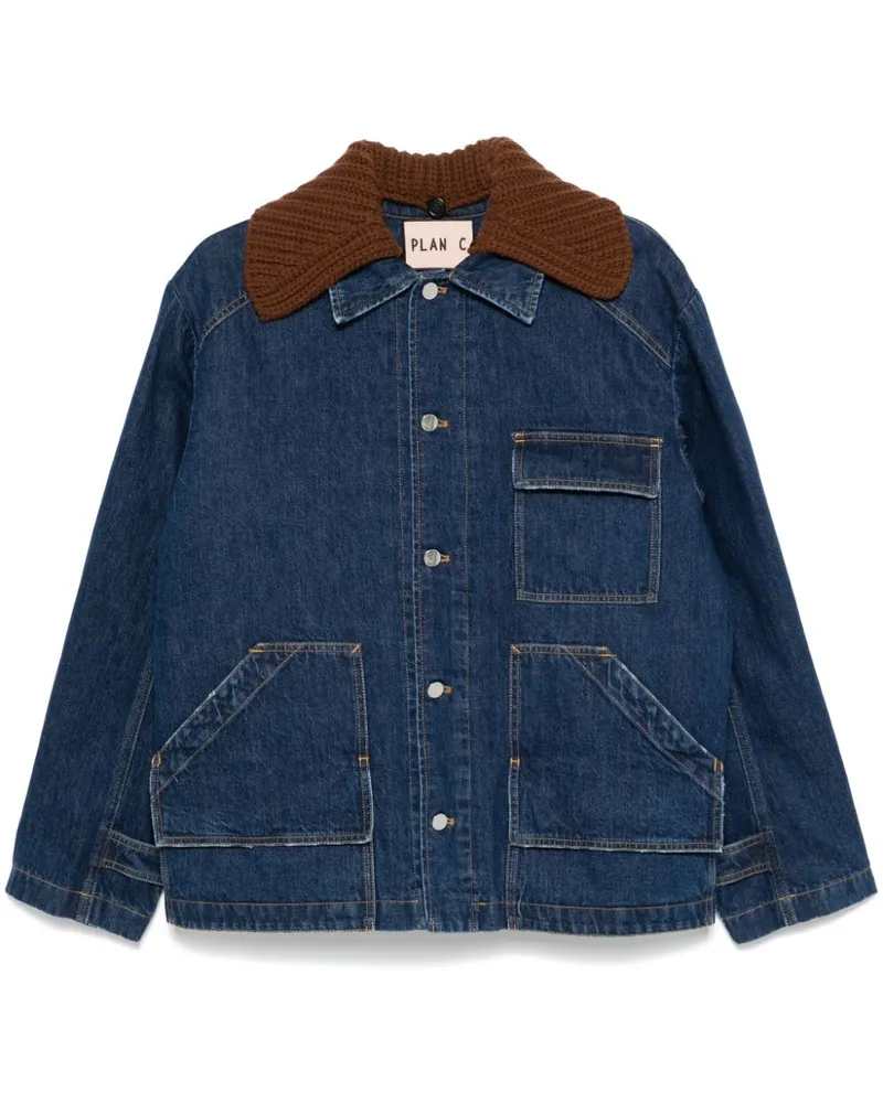 PLAN C Klassische Jeansjacke - Blau Blau
