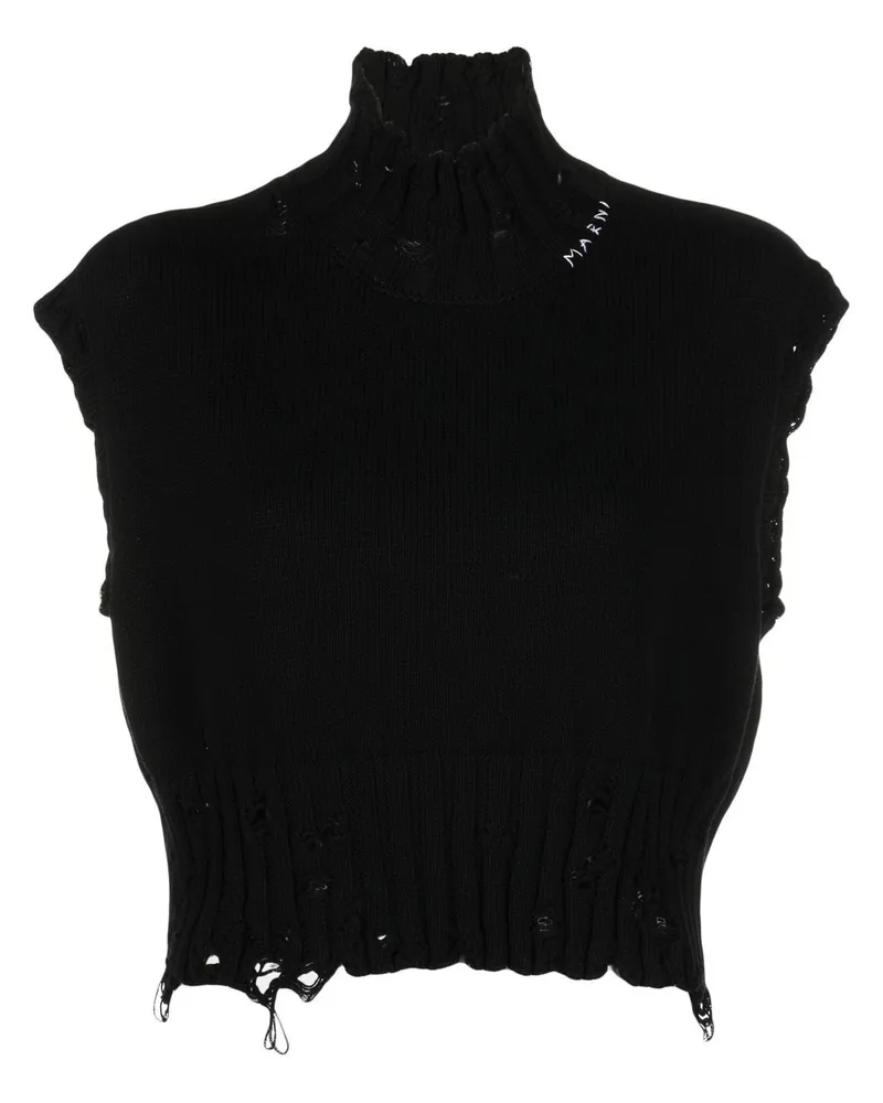 Marni Cropped-Pullunder in Distressed-Optik - Schwarz Schwarz