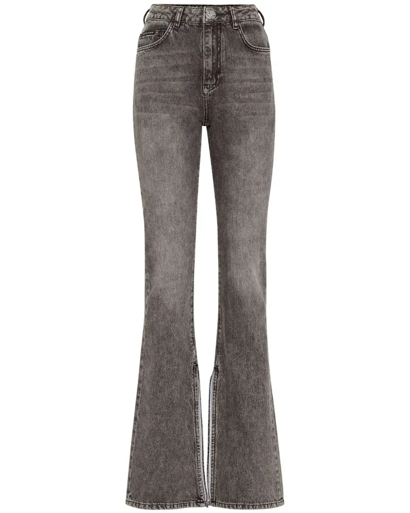 Philipp Plein Ausgestellte High-Waist-Jeans - Grau Grau