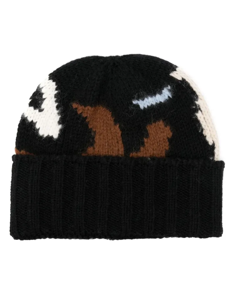 Ermanno Scervino Beanie mit Jacquardmuster - Schwarz Schwarz
