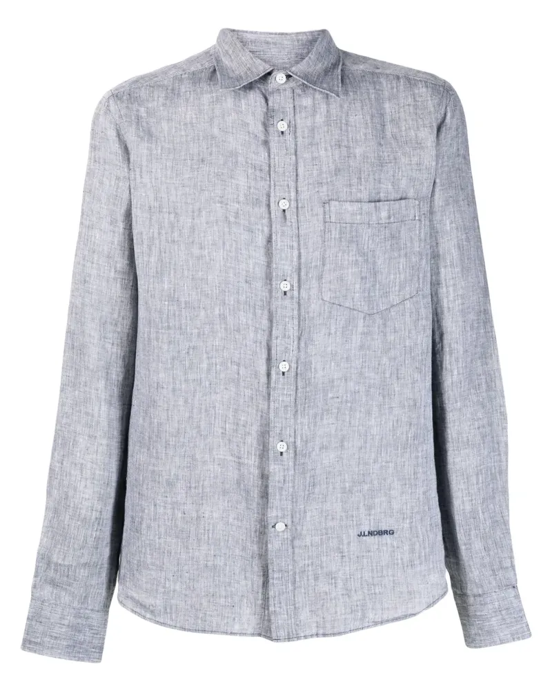 J.Lindeberg Meliertes Hemd aus Leinen - Grau Grau