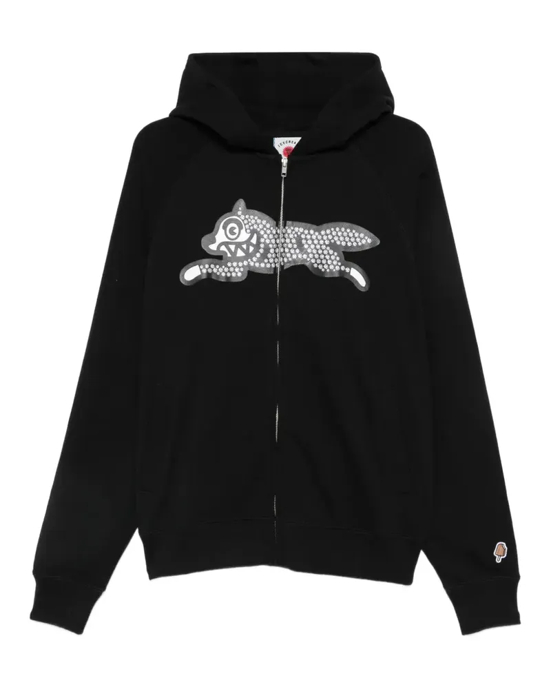 ICECREAM rhinestone-embellished zip-up hoodie - Schwarz Schwarz