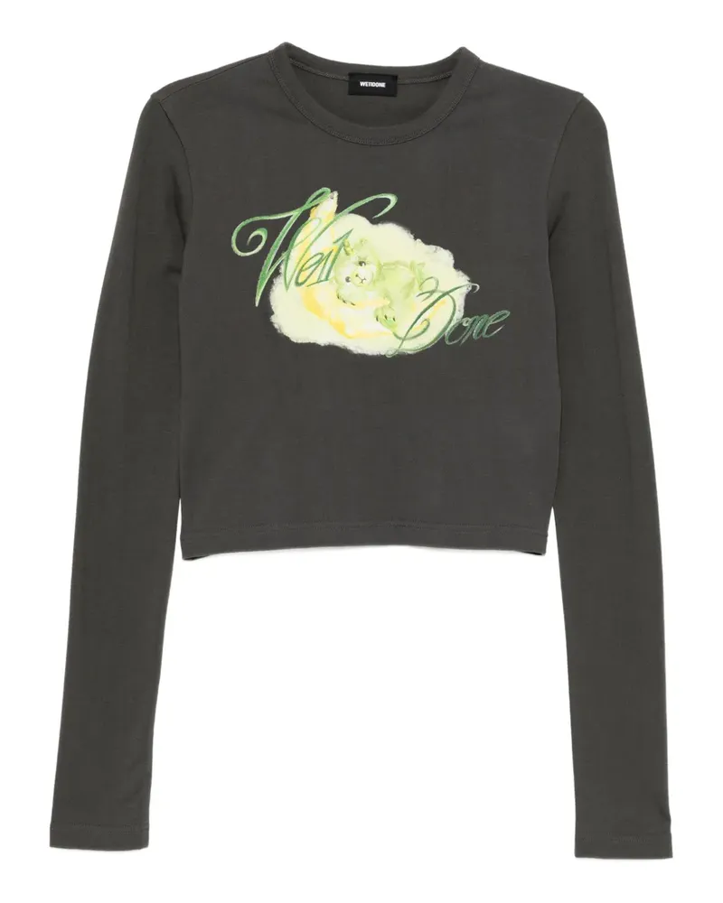 WE 11 DONE Cropped-Langarmshirt - Grau Grau