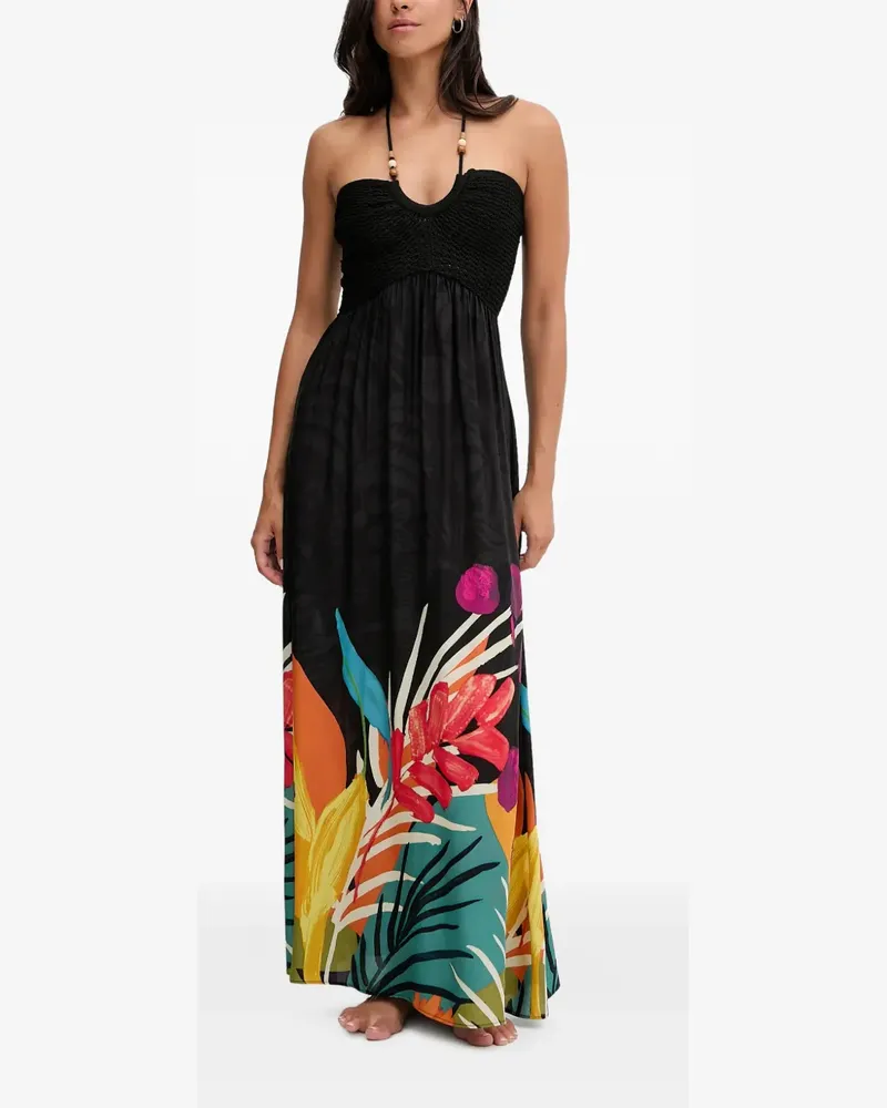 Desigual floral halterneck maxi dress - Schwarz Schwarz