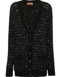 Missoni Zickzackstrick-Cardigan mit Pailletten Schwarz