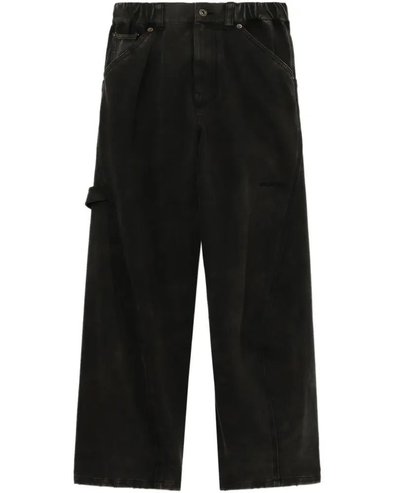 WE 11 DONE Cargohose mit Streifendetail - Schwarz Schwarz