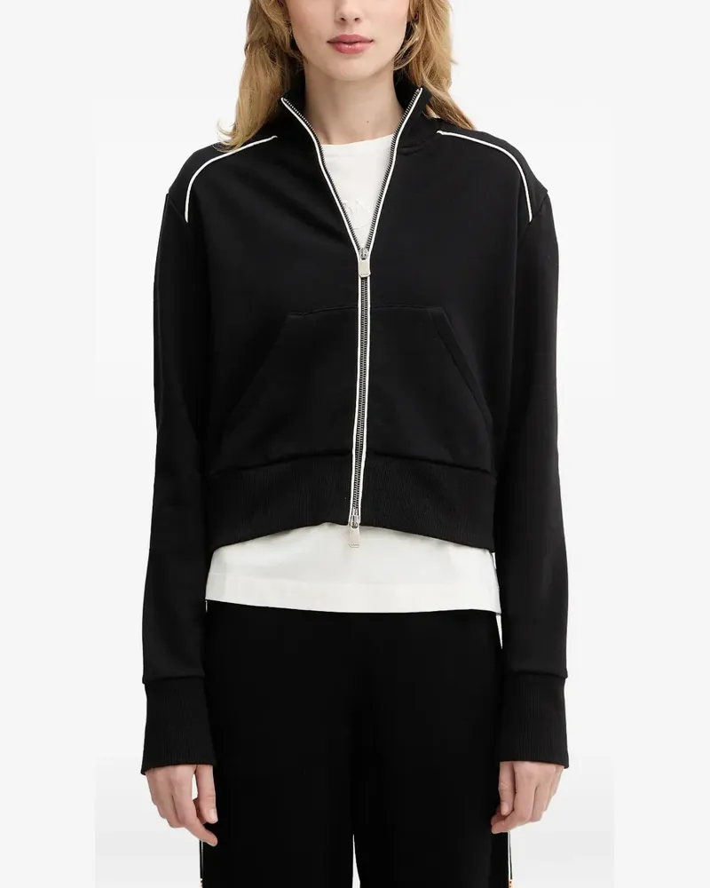 Pinko logo-embroidered sweat jacket - Schwarz Schwarz