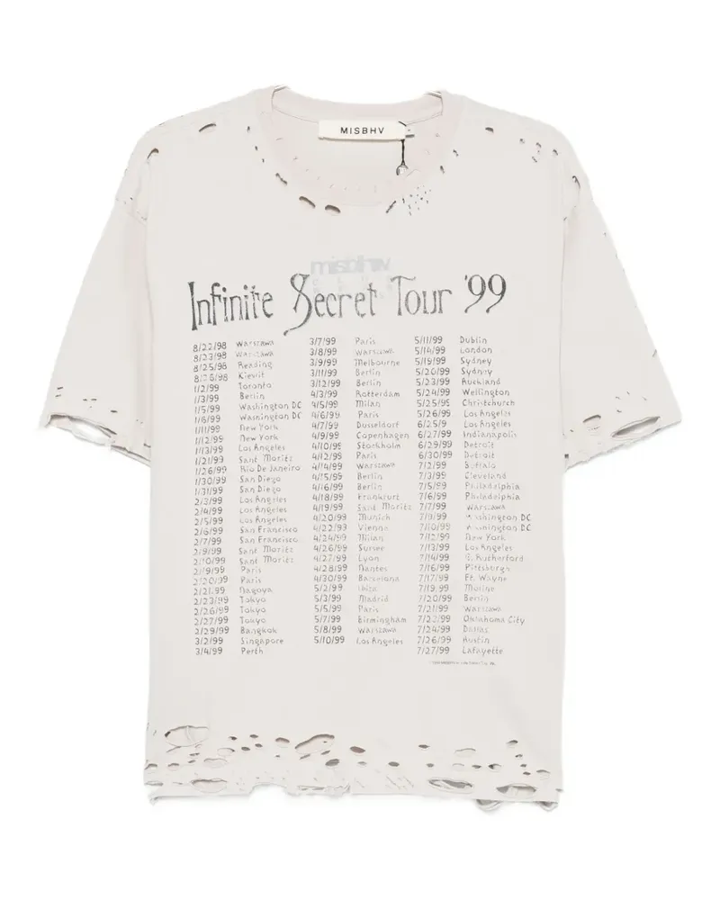MISBHV Tour 99 distressed print-detail T-shirt - Nude Nude