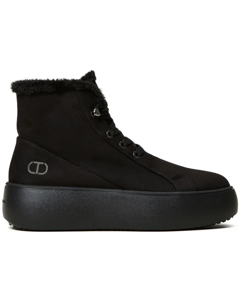 Twin-Set High-Top-Sneakers mit Faux Fur-Futter - Schwarz Schwarz
