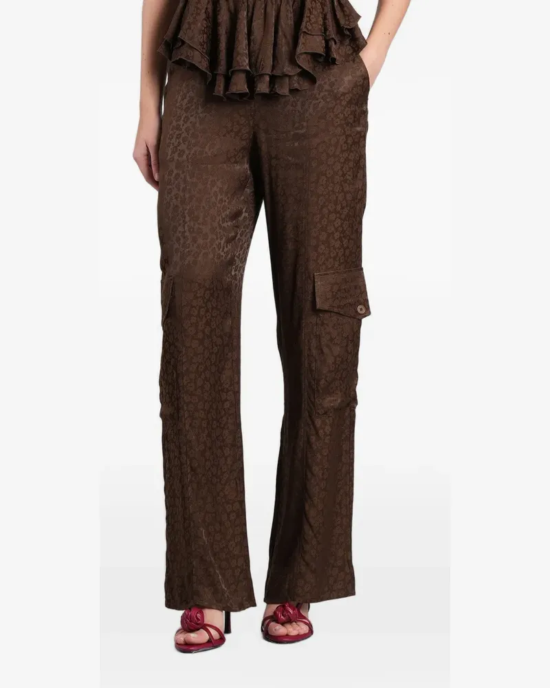 SIEDRES Kimmy floral-jacquard cargo pants - Braun Braun