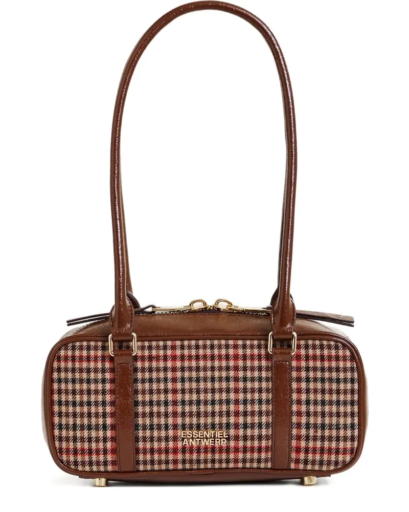Essentiel Karierte Igor Schultertasche - Braun Braun