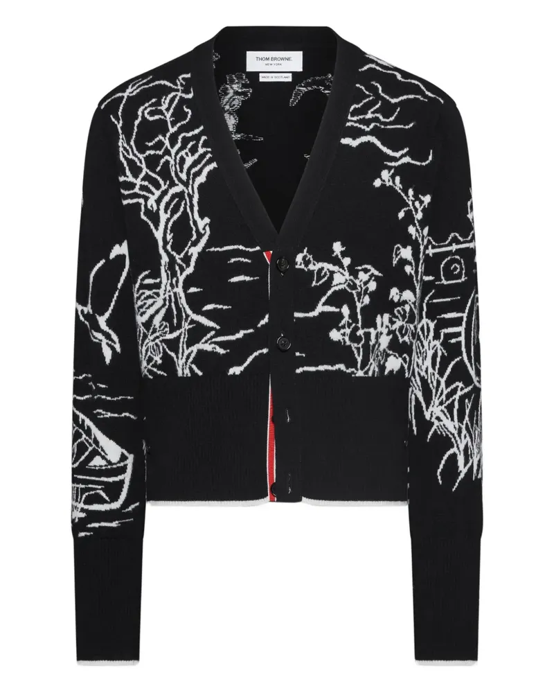 Thom Browne Scenic Intarsien-Cardigan - Schwarz Schwarz