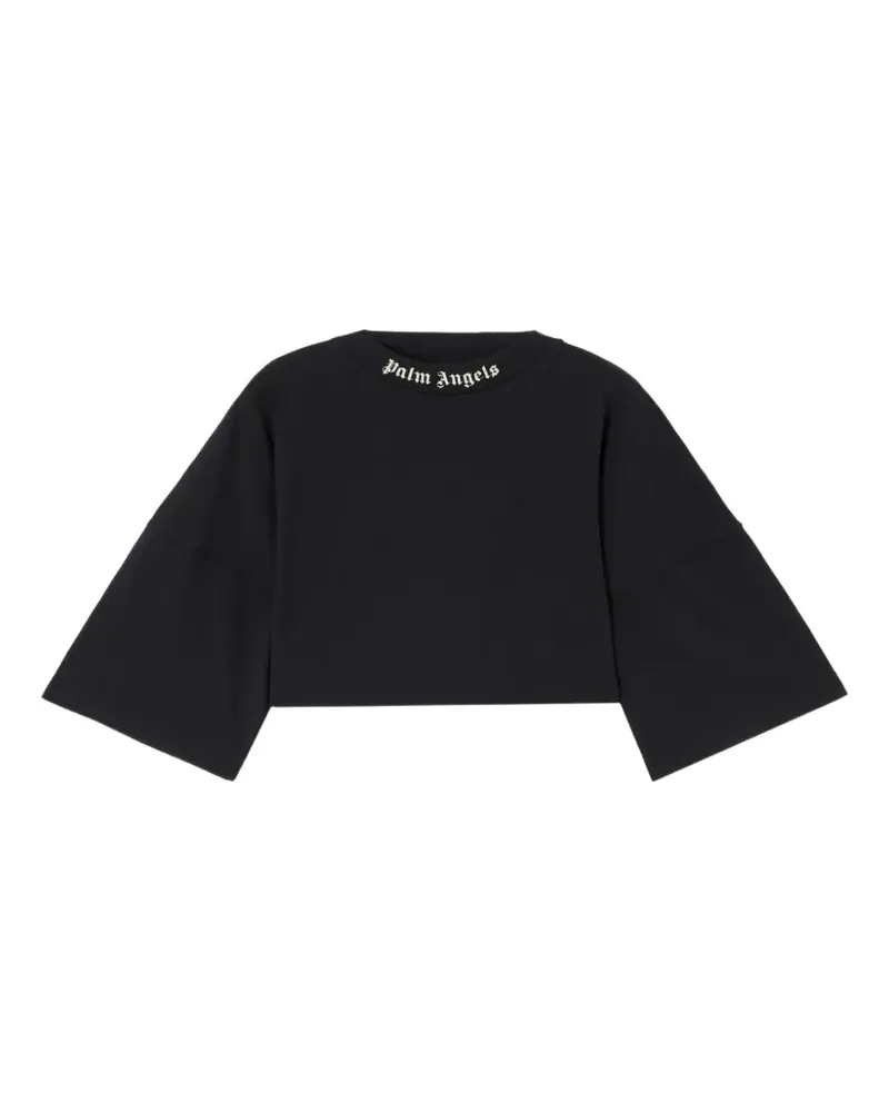 Palm Angels Cropped-T-Shirt mit Logo - Schwarz Schwarz