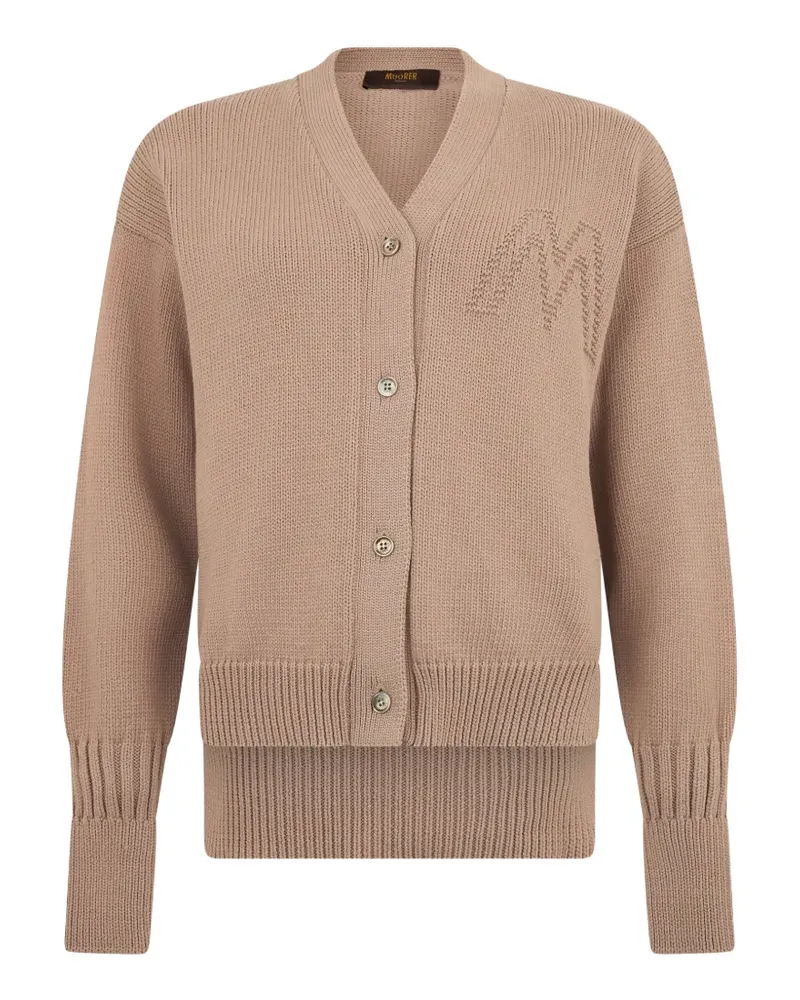 MOORER logo-embroidered cardigan - Nude Nude