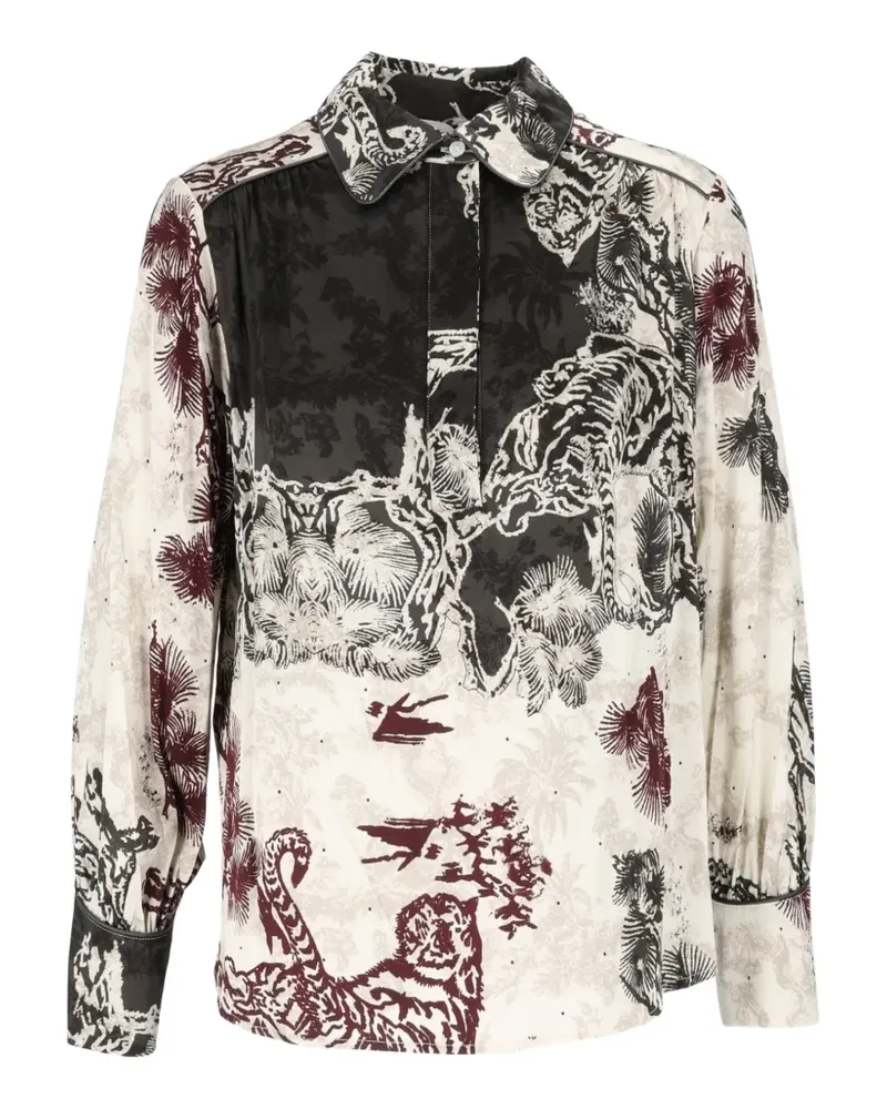 SHIRTAPORTER tiger-print long-sleeve shirt - Nude Nude