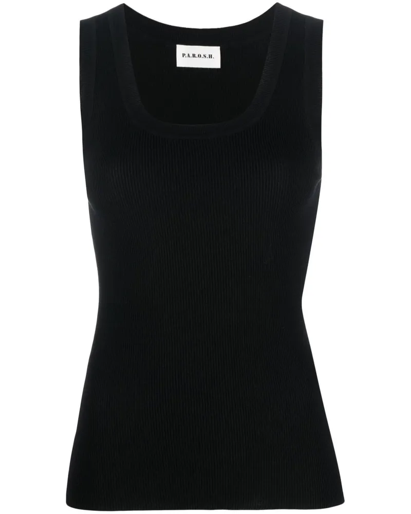 P.A.R.O.S.H. Cipria Tanktop aus geripptem Strick - Schwarz Schwarz