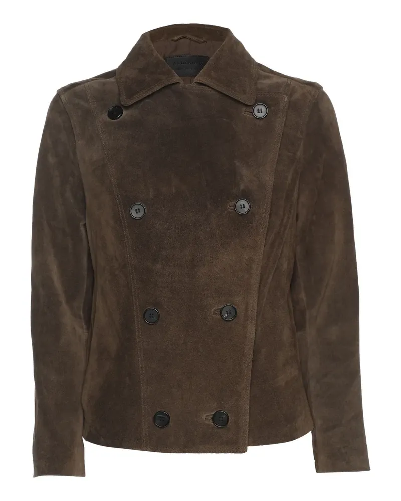 AllSaints double-breasted suede jacket - Braun Braun