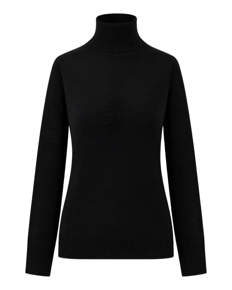 SOLOTRE Geraffter Rollkragenpullover - Schwarz Schwarz
