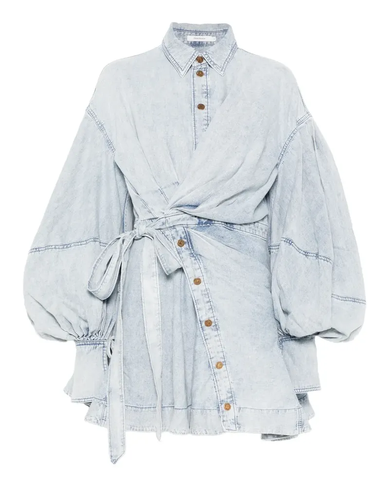 Zimmermann buttoned wrap mini dress - Blau Blau