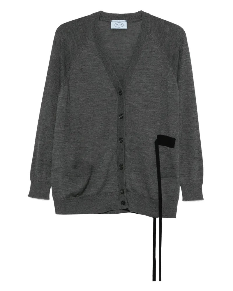 Prada ribbon-detail cardigan - Grau Grau